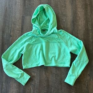 Womens Small cropped Gymshark green net- striped hoodie